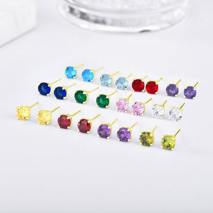 925 Sterling Silver High-grade Niche Zircon Stud Earrings