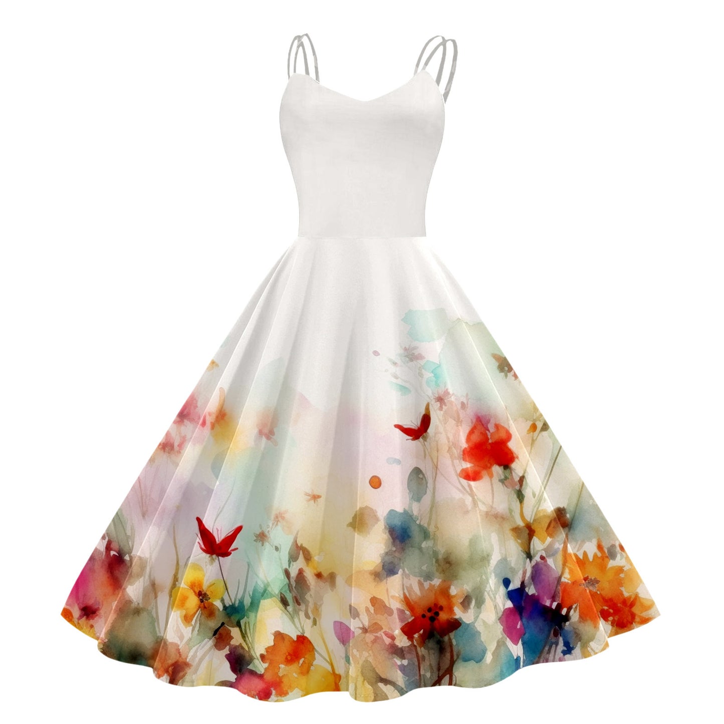 Women's Clothing New 3D Digital Printed Flowers Sling Dress