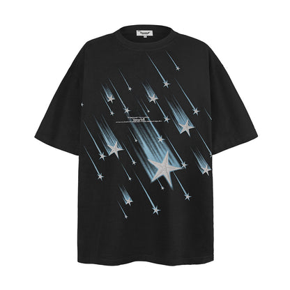 Niche Design Gradient Five-pointed Star Short Sleeve