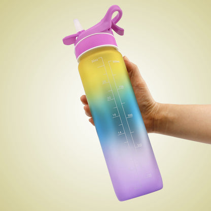 1000ML Sports Water Bottle - Plastic Spray with Straw and Bounce Cover