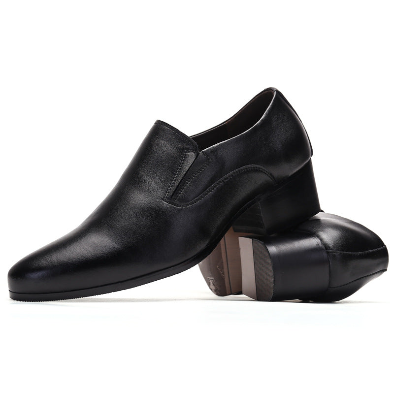 High Heel Pointed Leather Shoes Genuine Leather Men's Elevator Shoes