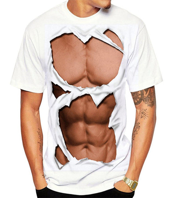 Men's Fashion Casual 3D Printed Round Neck Short Sleeve