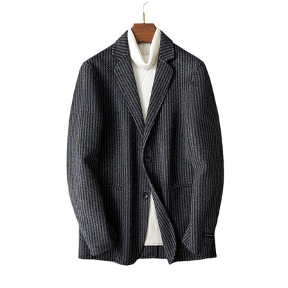 Men's Double-sided Wool Jacket Striped Suit Jacket