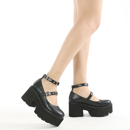 Buckle British Style Retro Platform Shoes