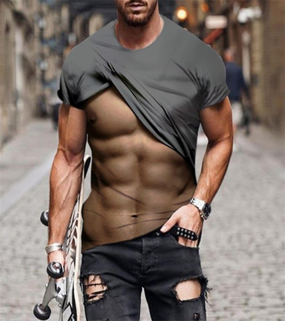 Men's Fashion Casual 3D Printed Round Neck Short Sleeve