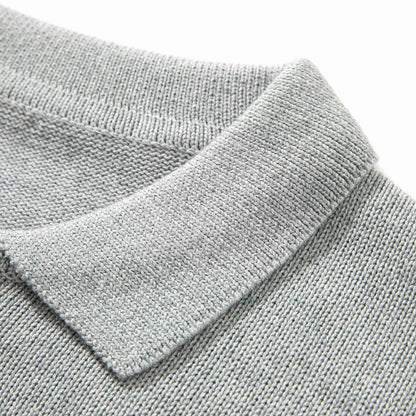 Japanese-style Retro Basic Polo Collar Sweater Loose All-matching