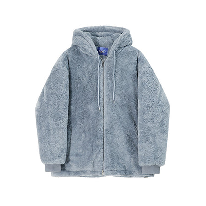 Men's Loose All-match Lamb Wool Thickened Hooded Sweatshirt