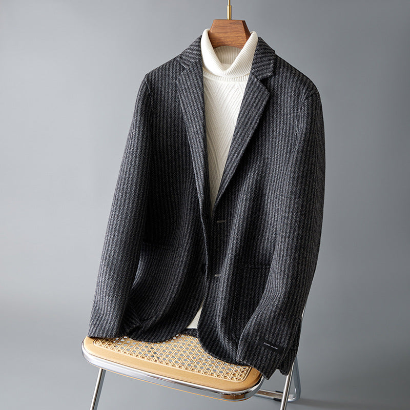 Men's Double-sided Wool Jacket Striped Suit Jacket