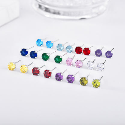 925 Sterling Silver High-grade Niche Zircon Stud Earrings