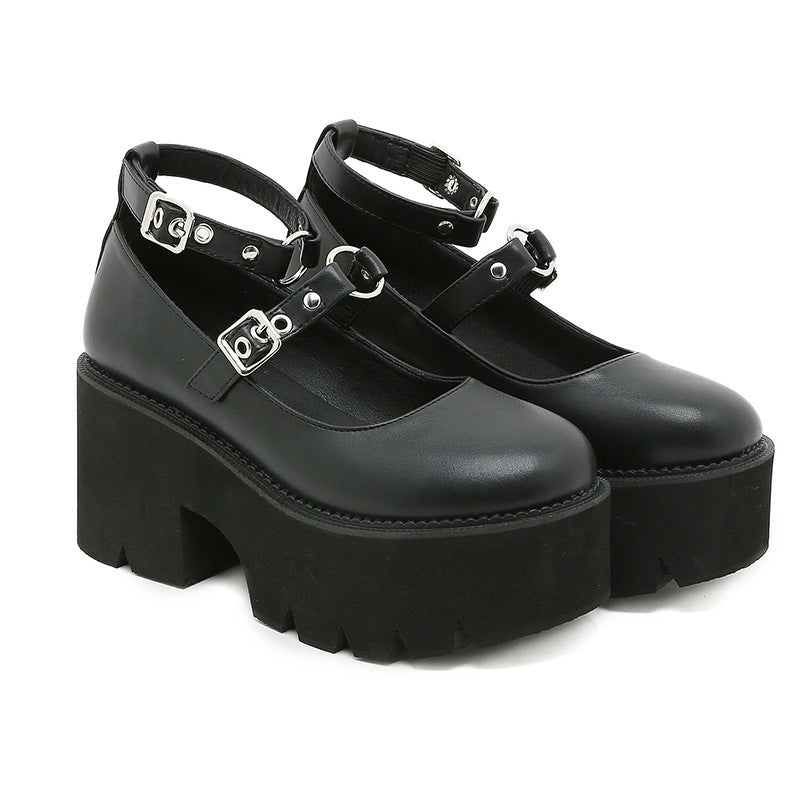 Buckle British Style Retro Platform Shoes