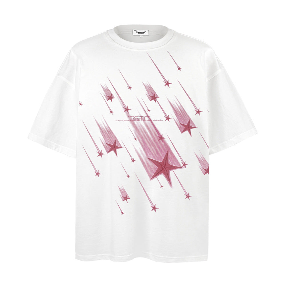 Niche Design Gradient Five-pointed Star Short Sleeve