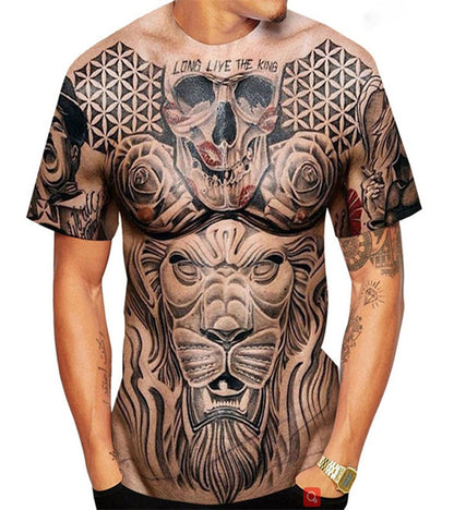 Men's Fashion Casual 3D Printed Round Neck Short Sleeve