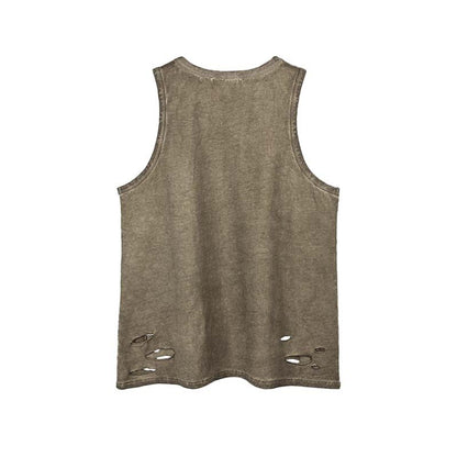 American Retro Distressed Sleeveless T-shirt Men's Outer Vest