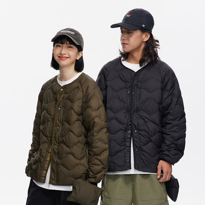 Simple Casual Wave Down Jacket Personality Couple