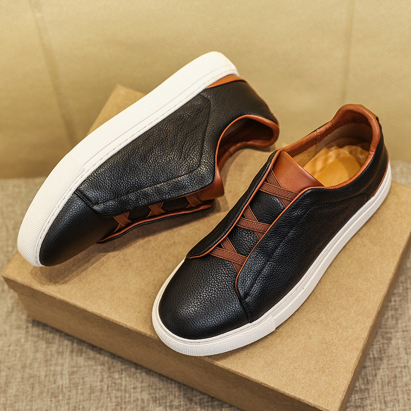 First Layer Cowhide Four Seasons Leisure Leather Shoes Korean Style