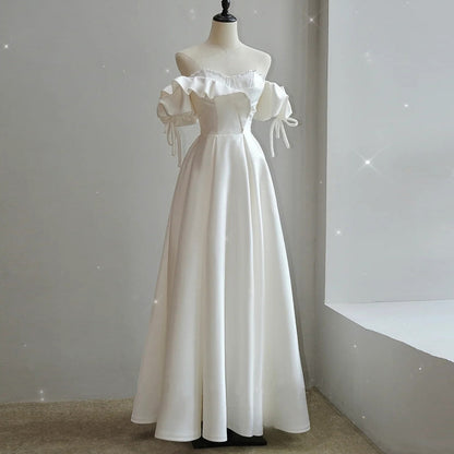 Satin Light Wedding Dress Bride French Super Fairy