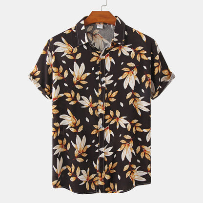 Summer Men's Fashion Floral Short Sleeve Shirt