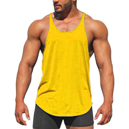 Solid Color Men's Sports Vest Cotton Bodybuilding Fitness Thin Strap I-shaped Camisole