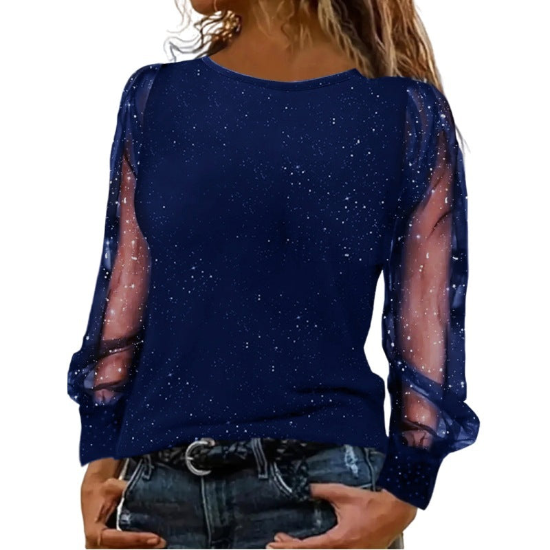 Ladies New Long Sleeve Crew Neck Casual Loose-fitting T-shirt Top