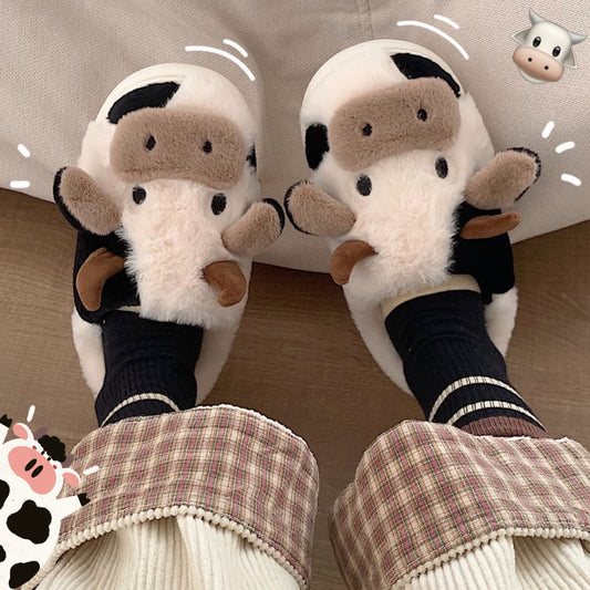 Cute cow slippers for women