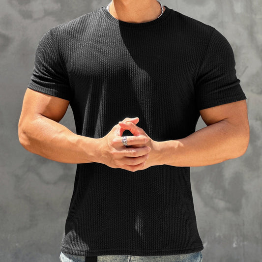 Sports And Fitness Short Sleeved Men's Textured Quick Drying T-shirt