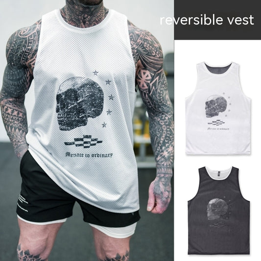 Double-sided Men's Sleeveless Waistcoat Fitness Training Running Top