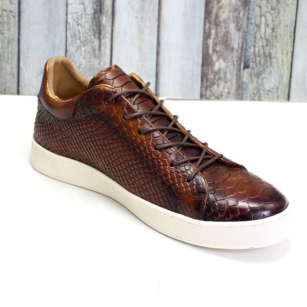 Men's Embossed Flat Casual Leather Shoes