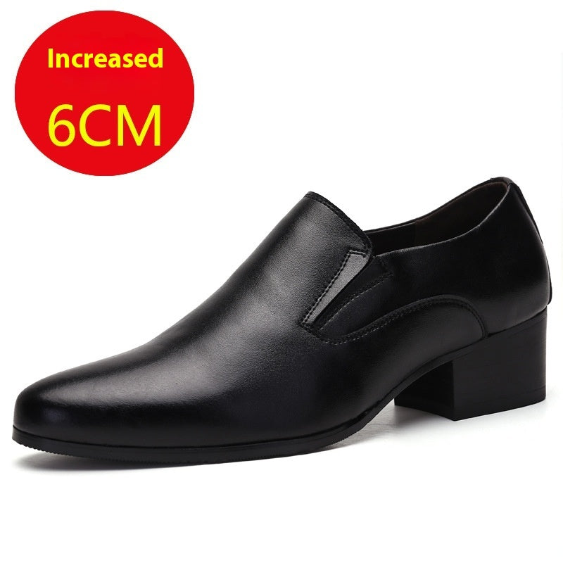 High Heel Pointed Leather Shoes Genuine Leather Men's Elevator Shoes