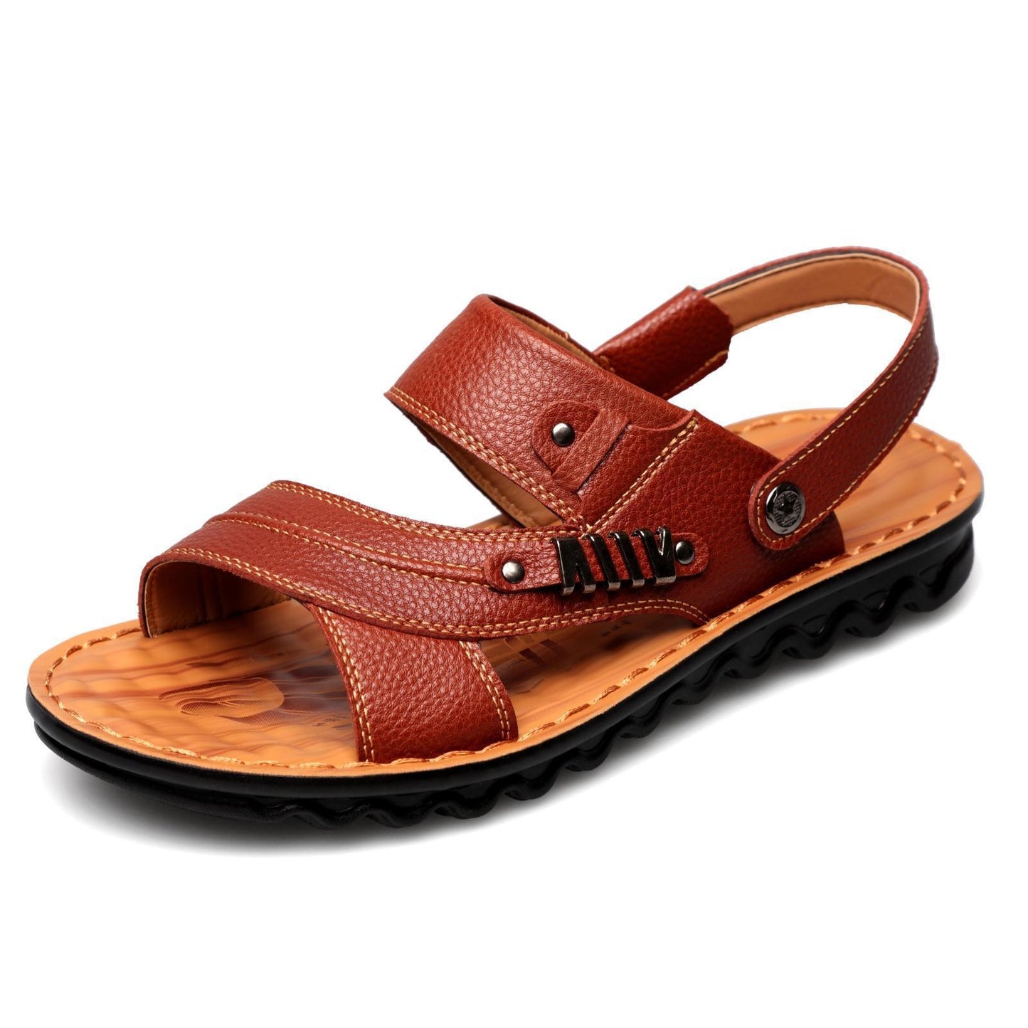 First Layer Cowhide Men's Sandals Beach Shoes Non-slip Slippers