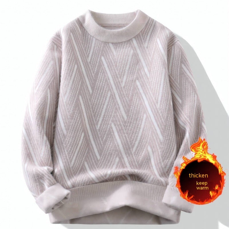 Round Neck Sweater Men's Winter Rhombus Sweater