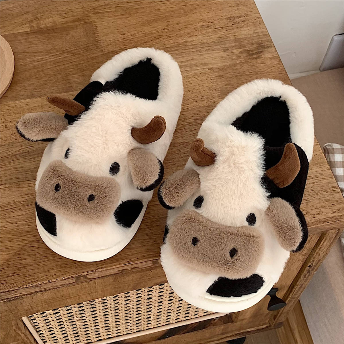 Cute cow slippers for women