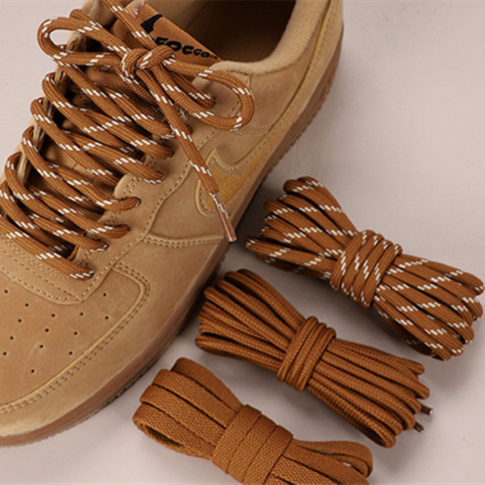 Wheat-colored Shoelace Flat Round Martin Boots Unisex Shoes Rope