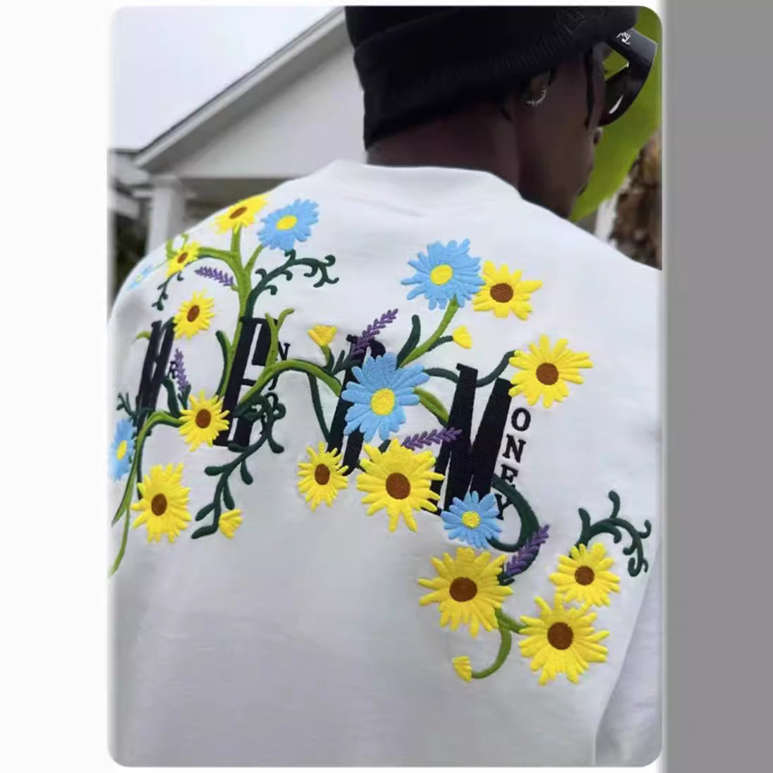 Men's Summer Flower Embroidered Short-sleeved T-shirt