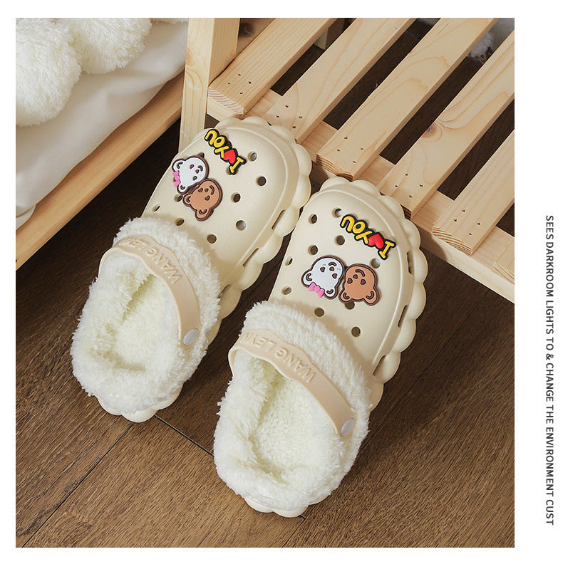 Women's Plush Liner Thermal Cotton Slippers Sets