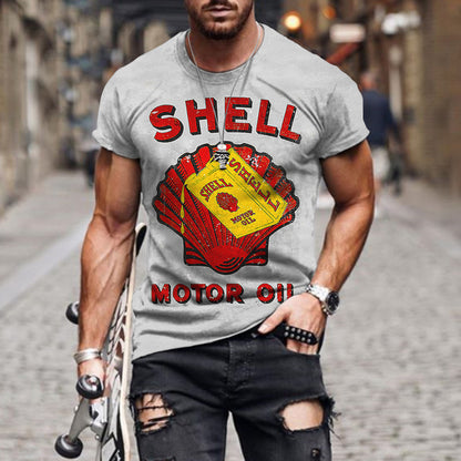 3D Digital Vintage Print English Men's Casual Short Sleeve