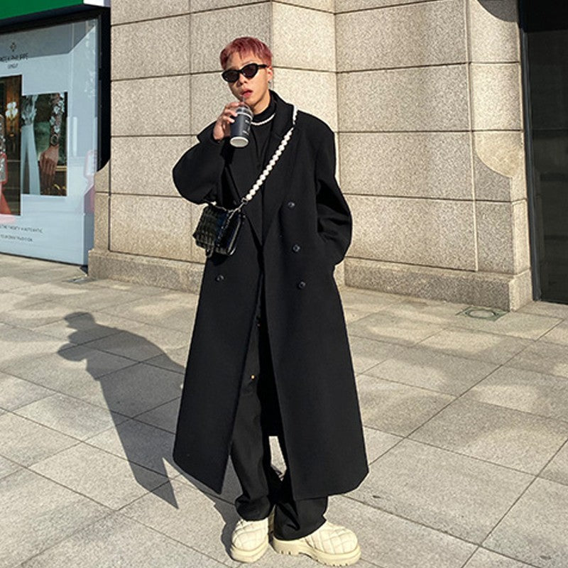 Men's Coat Long Knee Length Korean Version