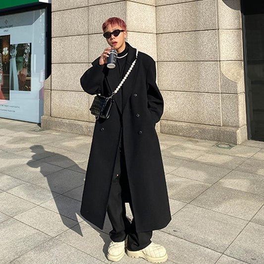 Men's Coat Long Knee Length Korean Version