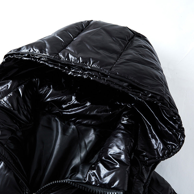 Down Jacket Black Glossy Couples Coat