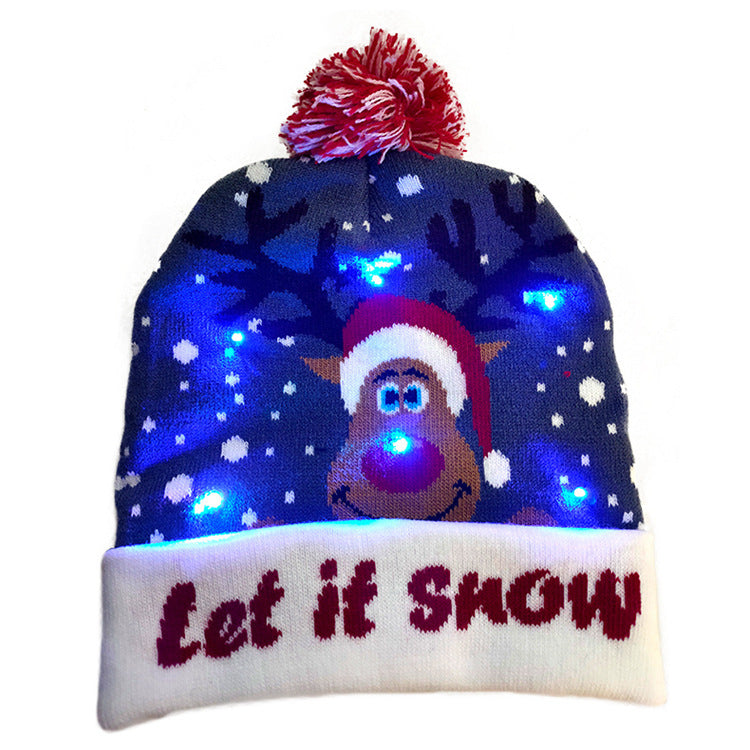 Christmas Decoration Knitted LED Light Cap Christmas Tree Snowman Adult Child Hat