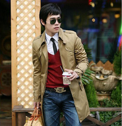 Korean Version Slim Fitting Single Breasted British Men's Coat