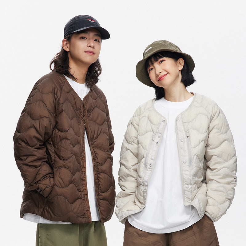 Simple Casual Wave Down Jacket Personality Couple