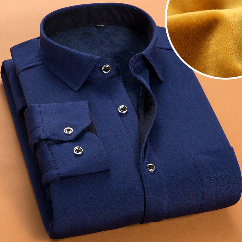 Autumn And Winter Thickened Fleece Warm Shirt Men