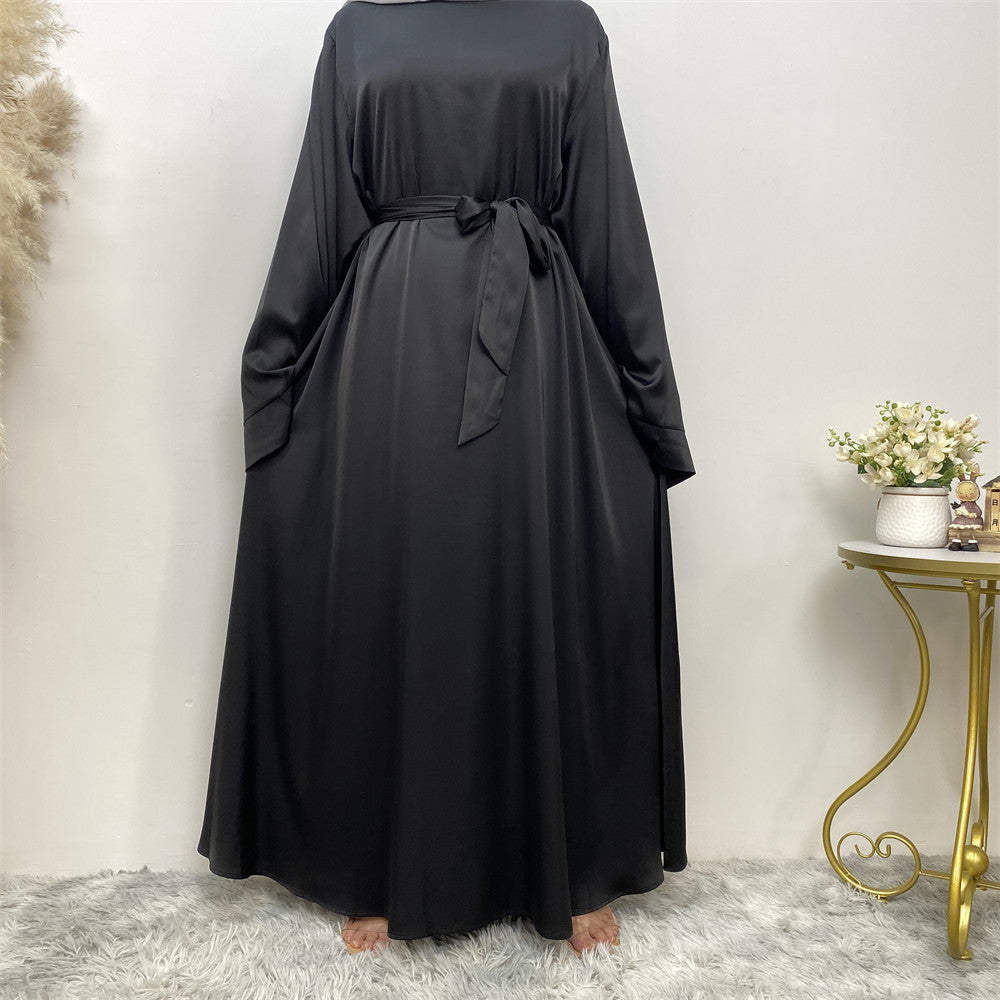 Women's Lace Up Satin Muslim Dress