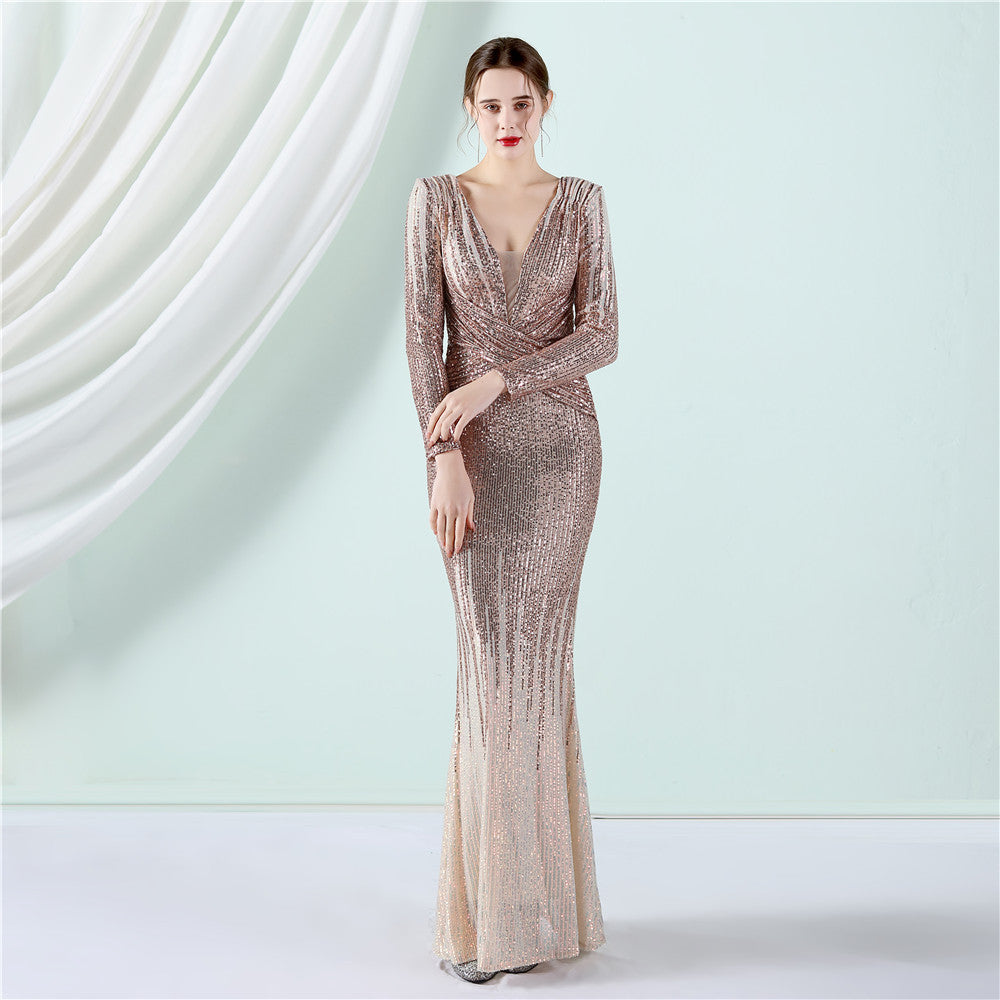 Fashion Long Sequins Dress Toast Clothing