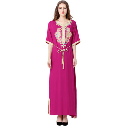 Middle East Muslim Women's Robe Short Sleeve Dress