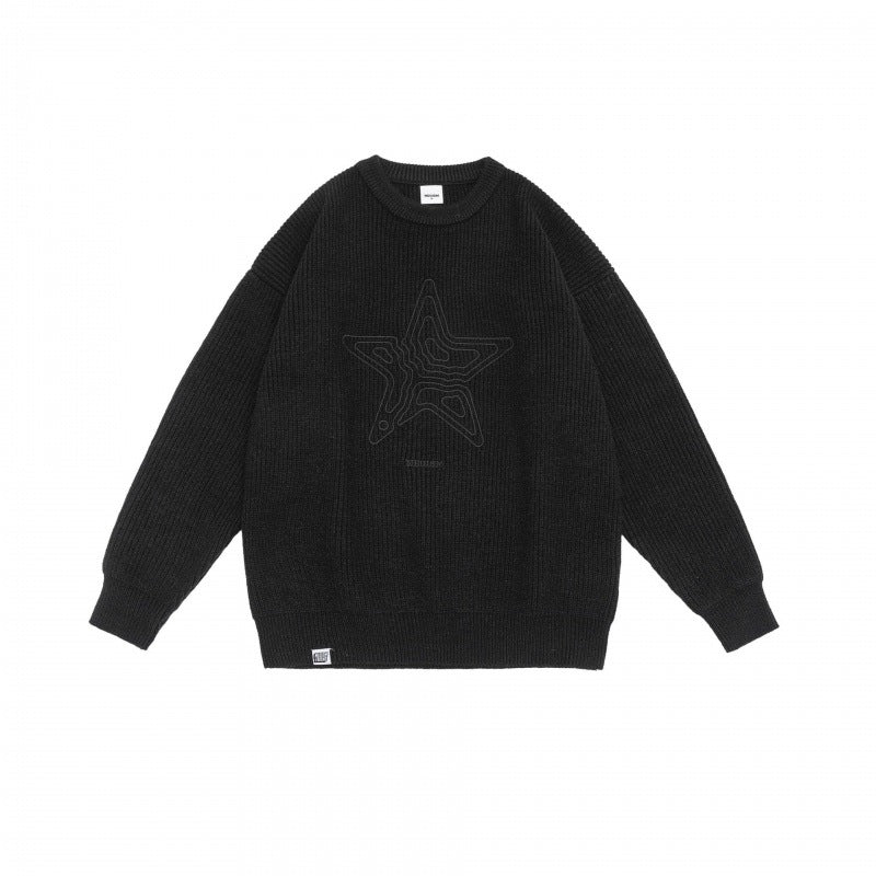 Retro Crew Neck Five-star Sweater Men's And Women's Knitted