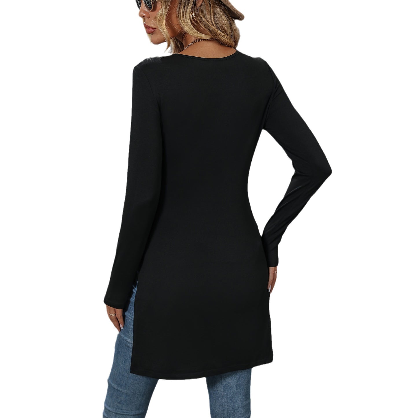 Women's Long Sleeve Slim Fit Slimming Slit Dress