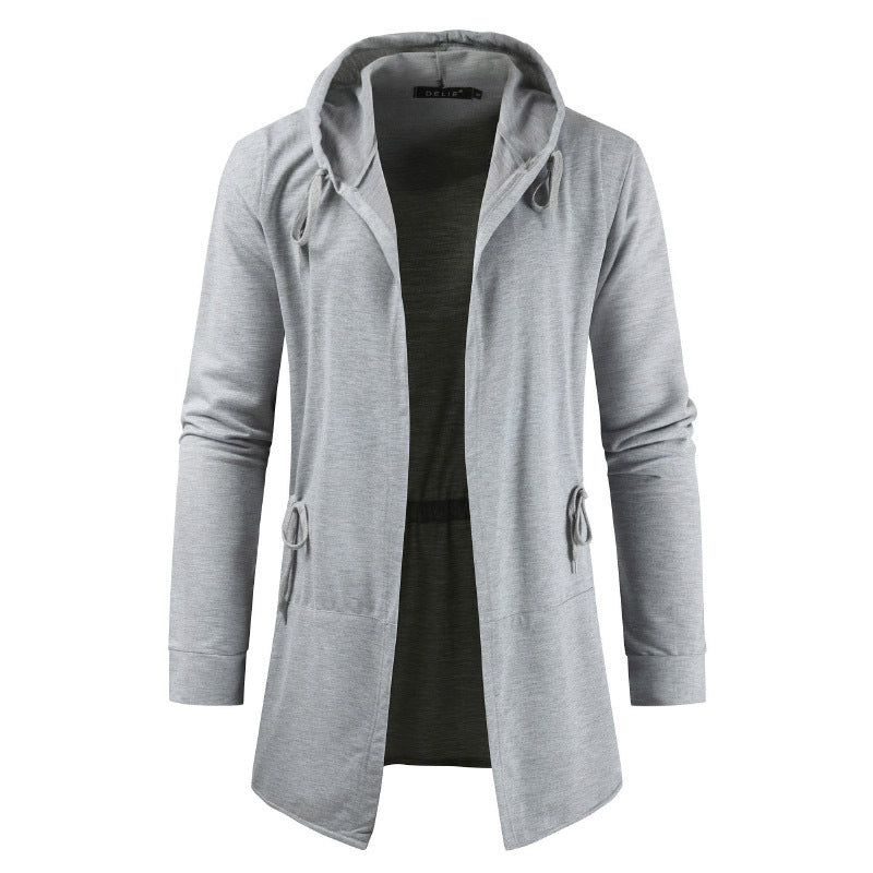 Men's Fashion Casual Men's Korean Mid-length Hooded Sweater Cardigan Jacket