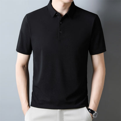 Summer Men's Solid Color Waffle Short-sleeved T-shirt