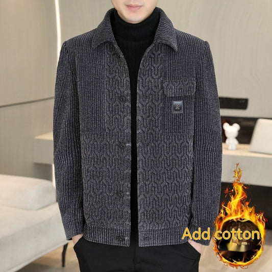 Lapel Short Fleece-lined Padded Jacket